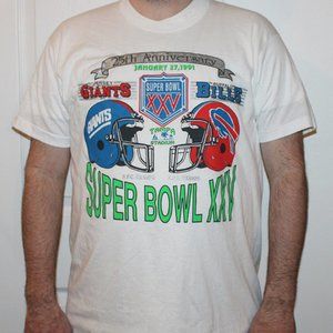 Vintage Super Bowl Ts New York Giants Vs Buffalo Bills 1991 Shirt 90s Full Size